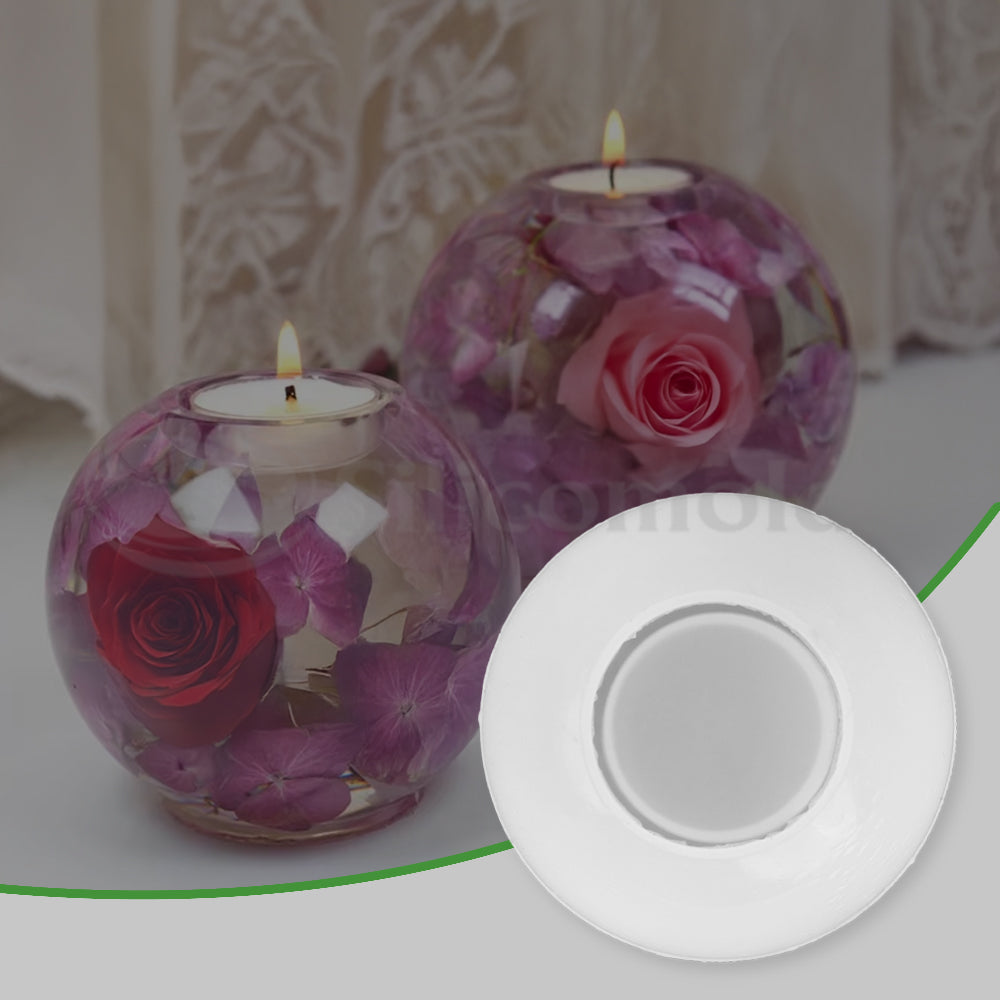 SILICOMOLDS - 3" SPHERE TEA LIGHT HOLDER SILICONE MOLD - URP222- RM